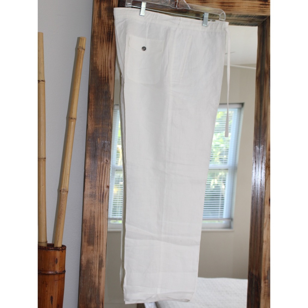 NWT Men’s White drawstring linen pants